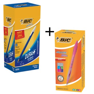 Combo bolígrafo Bic azul x 50 x 2 + 2 pinturitas x 12 gratis + bol. atlantis