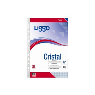 Folio Liggo cristal 40 mic oficio x 100 un.